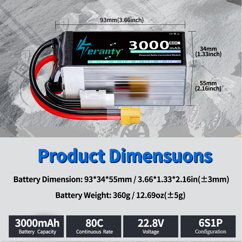 TERANTY 6S 22.8V 3000mAh 80C/1 - Drone Battery 6S ulasan dan harga